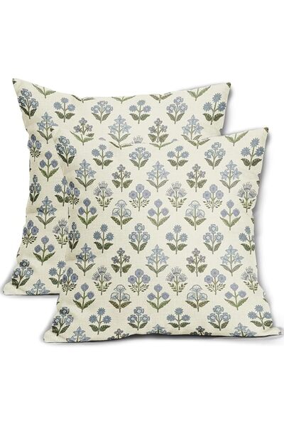 Sivirary Blue Green Floral Boho Throw Pillow Covers 18x18 Inch Set of 2, Rust...