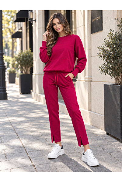 Divin store Βαμβακερή φόρμα με μπλούζα και παντελόνι σε στενή γραμμή