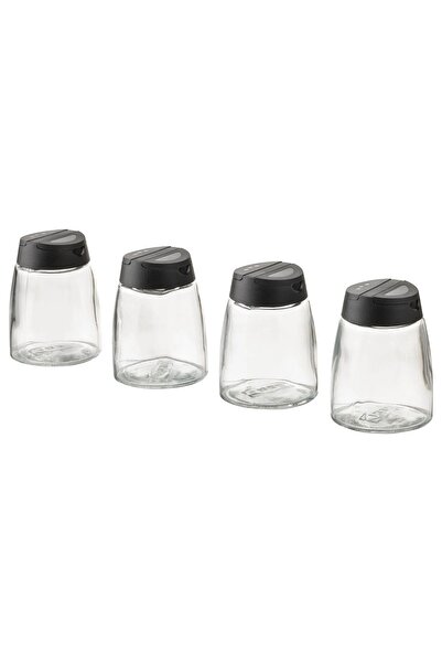 IKEA NEMOSTORE 365+ IHÄRDIG baharat kavanozu , cam-siyah, 15 cl, 4 adet