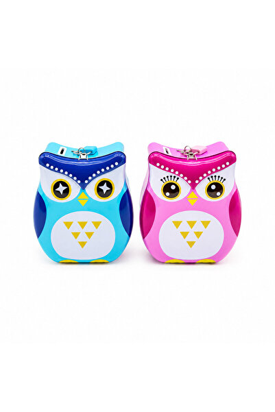 GeeS Global 12 Pieces Owl Metal Savings Bank with Key, Locked, Colorful (5492)