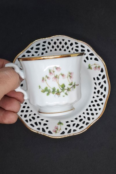 Svaneholm Linnea Borealis Openwork Antique Porcelain Double Coffee Cup 2 Pieces 150 ml