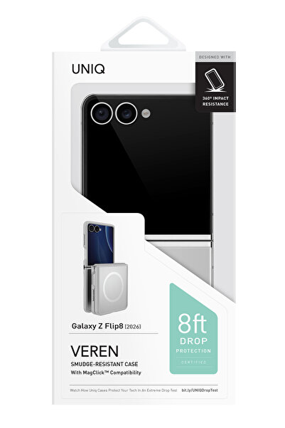 UNIQ Better By Design Samsung Galaxy Z Flip 8 Kılıf Parmak İzi ve Leke Tutmaz Veren Serisi Buzlu Transparan Magsafe Kapak