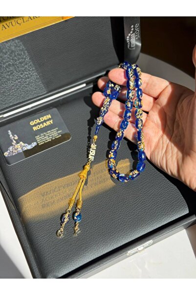 Kehribarstore İsim ve Harfli Premium Kutu Altın Parçacıklı Sertifikalı Altın Kaplama Püskül Hediyelik Tesbih İsimli Kutu Erkek