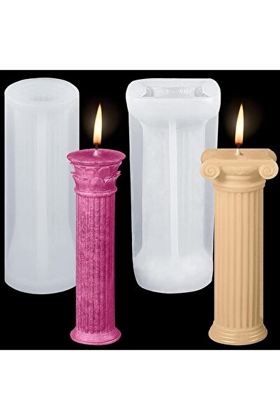 AZONEE 3D Roman Column Candle Molds, Ancient Pillars Silicone Moulds Stripe S...