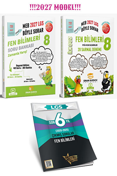 SİNAN KUZUCU YAYINLARI 8. Sınıf 2027 LGS MEB Böyle Sorar Fen Bilimleri Soru Bankası & İlk Doz Sarmal Fen Bilimleri Deneme & Fen Bilimleri Çıkmış Sorular Seti