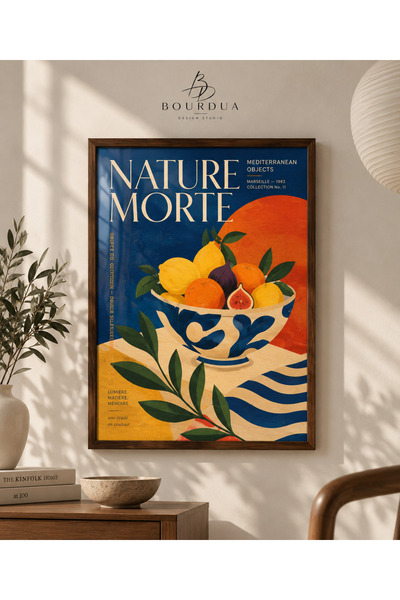 Bourdua Design Nature Morte Akdeniz Meyveleri Çerçeveli Duvar Tablosu | Limon...