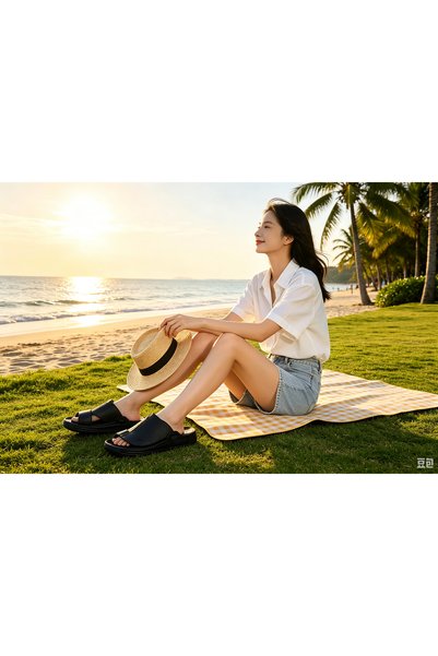 Huanhuan Shoe شباشب رجالية كلاسيكية عصرية بنعل ناعم، صنادل للشاطئ والاستخدام ...