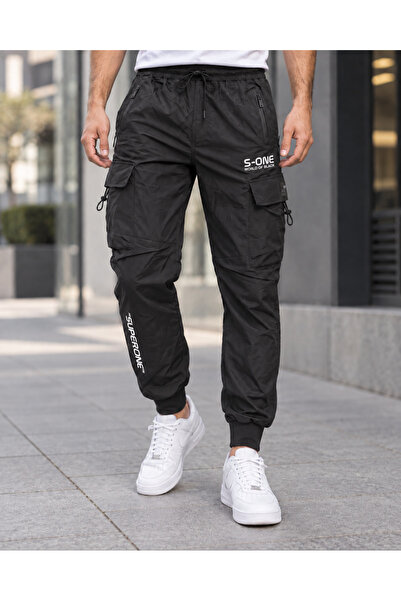 embody Pantaloni cargo Fas pentru bărbați, material ușor, buzunare cu fermoar...