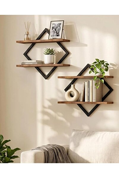 GENERAL Floating Shelves, Set of 2 Wall Shelves, 2-Tier Hanging Shelves, Wall...
