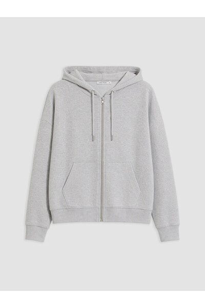LC Waikiki Hooded Oversize Women's Zippered Sweatshirt