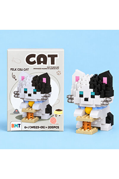 BMT TOYS Siyah Beyaz Kedi Model Karakter Figürü 3D Yapı Oyuncakları - 205 Parça