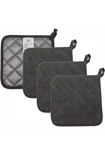 GENERAL Minkabo Thstheaven 4 Pack Heat Resistant Dark Grey Pot Holders Set - ...