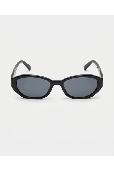 funeyes Stella Black Cat Eye Polarized Glass Red Geometric Cut Handle Detailed Acetate Metal Hinged Sunglasses
