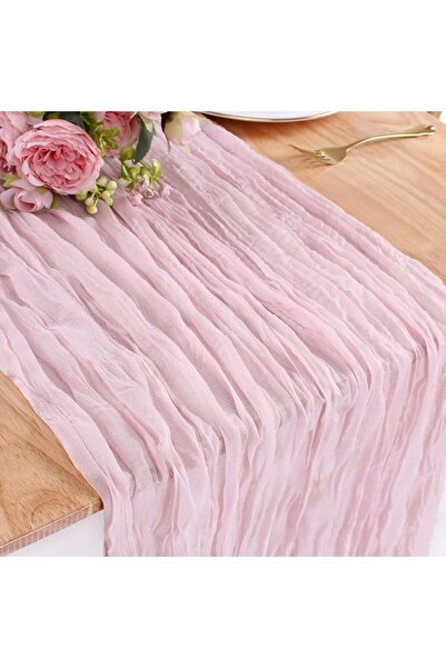 GENERAL Table Runner Cheesecloth Boho Rustic Gauze, Dusty Pink 10FT (300cm)