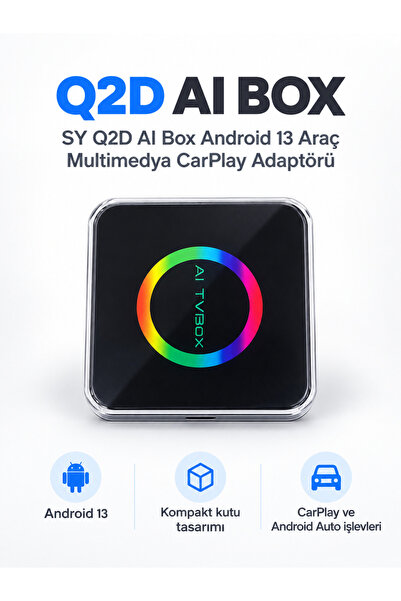 VOROBELA Q2D AI Box Android 13 Araç Multimedya CarPlay Adaptörü 2 GB RAM 16 G...