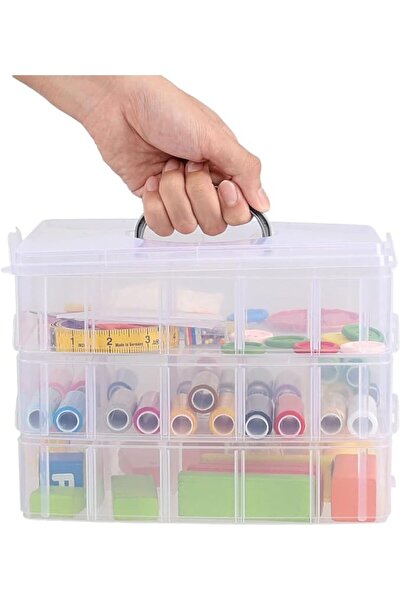 Tazweeq 3-Tier Stackable Storage Container with Dividers, Bead Organizers wit...