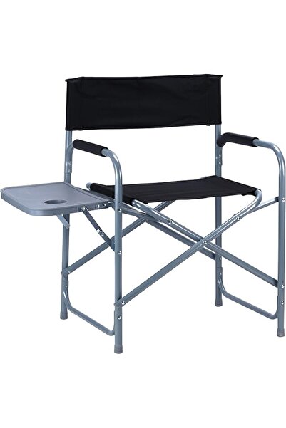 GENERAL Folding Chair For Camping And Trips With Side Table, Black/Gray
