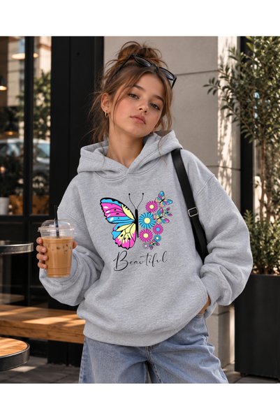 LORVEX Girl's Hooded Sweatshirt 3 Thread Threaded Winter Printed Hoodie