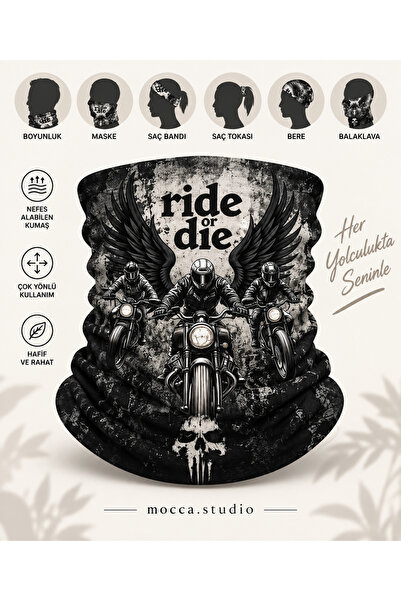 Genel Markalar Mocca Studio Ride Or Die Motosiklet Desenli Çok Amaçlı Buff Ba...