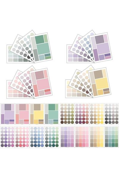 Tazweeq 16 Sheets Planner Stickers, Colorful Decorative Adhesive Sticker, Dot...