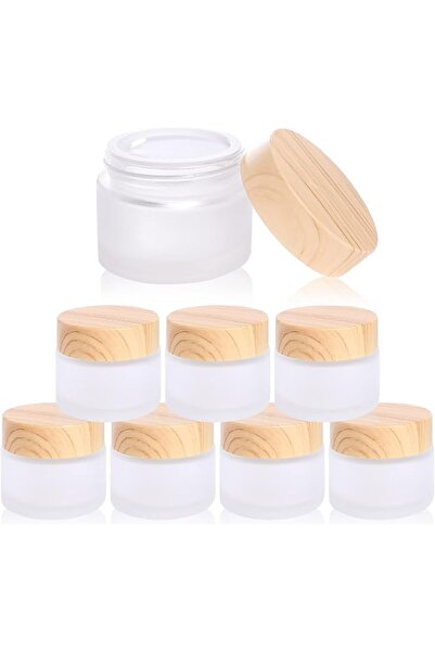KASTWAVE Glass Cosmetic Containers with Lids, Round Frosted Glass Jars with L...
