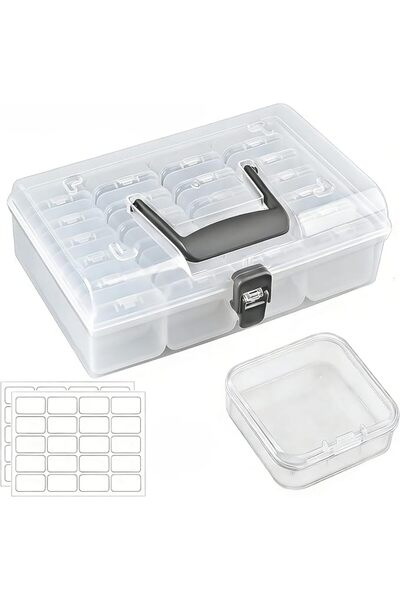 GENERAL Bead Organizer Box with 24 Compartment and 2 Label Sticker, Plastic S...