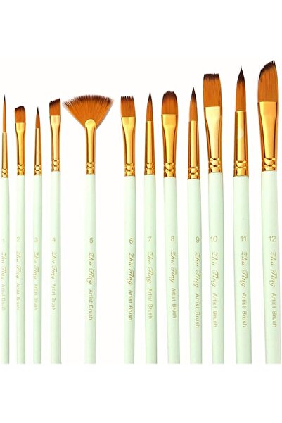 KUAZIVI 12-Piece Watercolour Paint Brush Set Painting Brush Nylon Hair Brushe...