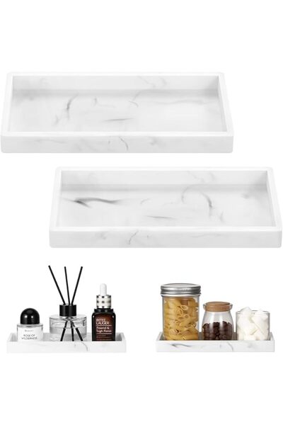 Yelajoy Bathroom Vanity Tray, 2PCS Silicone Countertop Organizer Trays, Perfu...