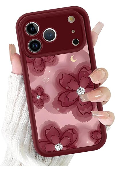 TERRIFI Phone Case for iPhone 17 Pro Max 6.9 Inch, Aesthetic Burgundy Floral ...