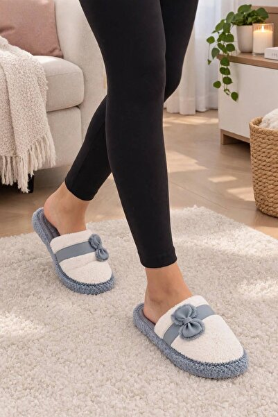 ModaTrendyy Bow-Tie Plush Furry Winter Women's Home Slippers Soft Sole Warm I...