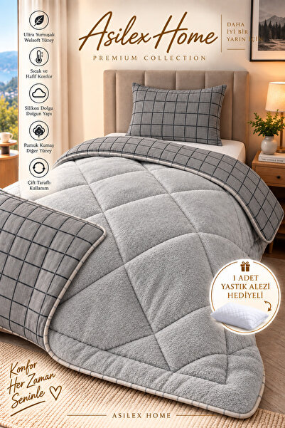 Asilex Home Collection Single Double-Sided Premium Welsoft Quilt Plaid Patter...