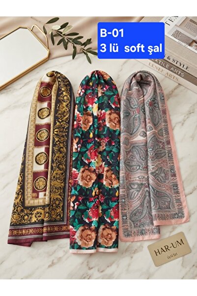 HAR-UM Ticaret ETNİK SOFT ŞAL 3 LÜ