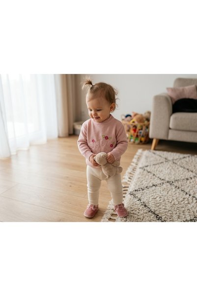 ELG Su yeşili-pembe bebek çocuk merserize kazak