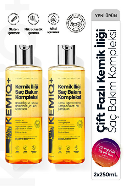 KEMİQ + Çift Fazlı, Kemik İlikli, Saç Bakım Şampuanı - Bitkisel Kompleks - 2'...