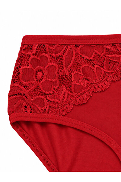 Zena Plus Size Floral Lace Bow Detailed Cotton Women's Panties