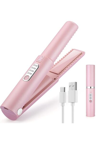 GENERAL Kastovo Mini Cordless Hair Straightener, 2-in-1 Portable Flat Iron an...