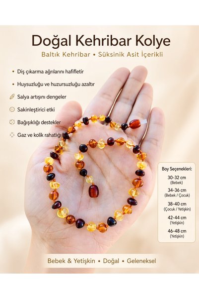 Taşmir قلادة من العنبر الطبيعي المعتمد للأطفال والكبار