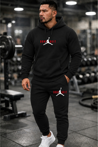 dont quıt Men's Black Hooded Tracksuit Set Dontquit Basket