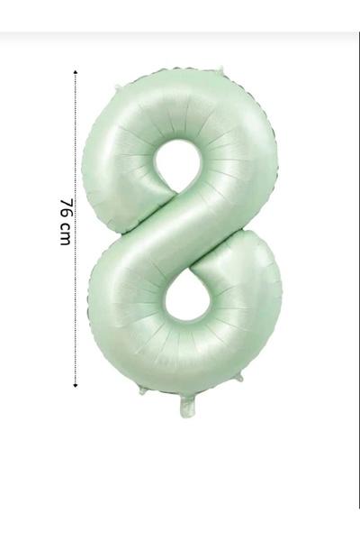 Folyo Balon 8 Rakamı Helyum Balon 76cm Yeşil Renk - 8 Yaş Balonu - Doğum Günü Süsü