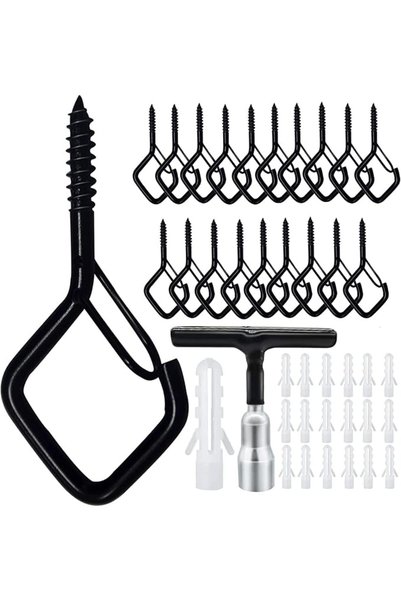 EXCEFORE 20 قطعة من خطافات Q-Hanger، خطافات لولبية لإضاءة الأماكن الخارجية، ت...