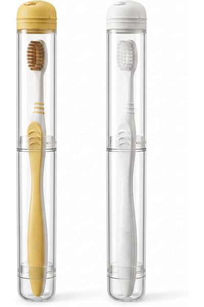 SYOSI 2 Pcs Portable Toothbrush Travel Case, Leak-Proof Holder, Breathable Ve...
