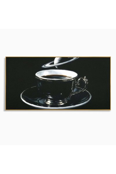 Luxcanva Tablou Canvas Orbita Neagra 120x60 cm cu Rama Auriu Orbita Neagra Ca...