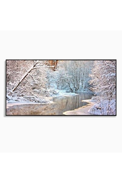 Luxcanva Tablou Canvas Natura Cristalina 140x70 cm cu Rama Negru Natura Crist...