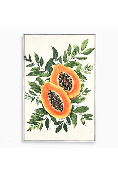 Luxcanva Tablou Canvas Aroma de Papaya 50x70 cm cu Rama Argintiu Aroma de Pap...