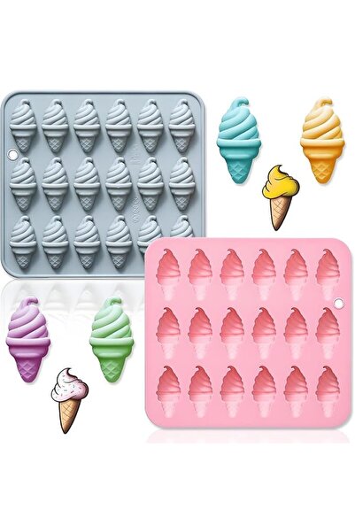 Yelajoy 2pcs Mini Ice Cream Cone Silicone Mold, 18 Cavity 3D Small Ice-cream ...
