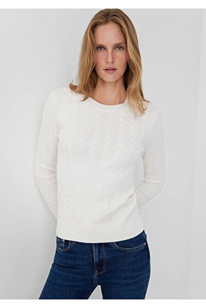 Mavi M1710910 Burgu Desenli Kazak Kadın Sweatshirt BEYAZ