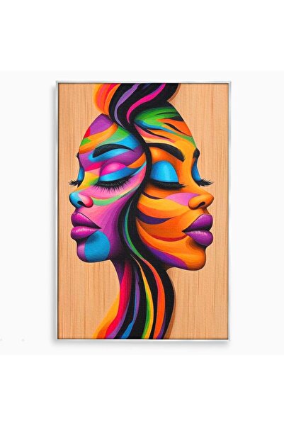 Luxcanva Tablou Canvas Dualitate Feminina 70x100 cm cu Rama Argintiu Dualitat...
