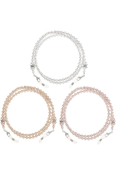 SWIUKPHE Pearl Beaded Glasses Chain 3 Pcs, Eyeglass Sunglass Holder Neck Stra...