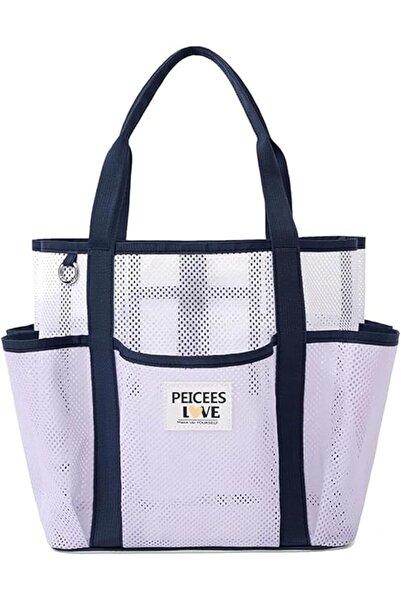 Tazweeq Women's Sandproof Mesh Beach Bag, 8 Pocket Lightweight Pool Tote, Fol...