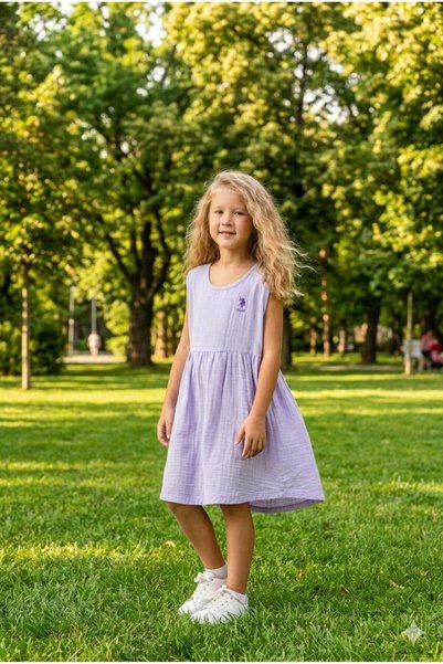 U.S. Polo Assn. U.S. Polo Assn Girls' Muslin Dress Lilac